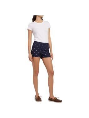 Nautica Navy Cotton Blend Shorts Nautical Knots Print Size 14 EUC